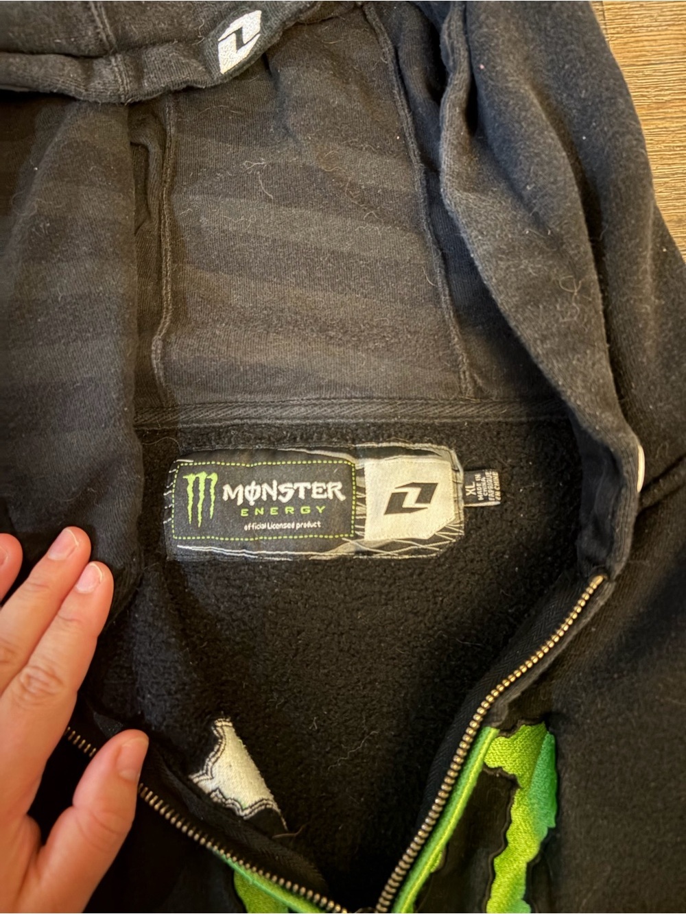 Vintage Monster Energy Hoodie Full Zip Big Logo 00s Racing Men Size XL Black - Picture 2 of 8
